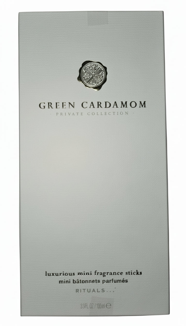 White box with 'Green Cardamom' branding on a black background
